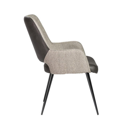 Euro Style - Desi Leatherette and Fabric Armchair, Warm Gray/Charcoal Gray/Black - 30494DKGRY veiw 3