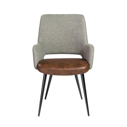 Euro Style - Desi Leatherette and Fabric Armchair, Heather Gray/Dark Brown/Black - 30494LTBRN veiw 1