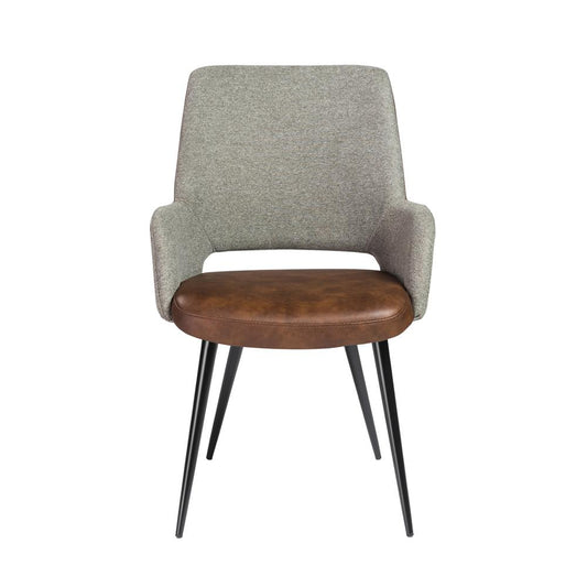 Euro Style - Desi Leatherette and Fabric Armchair, Heather Gray/Dark Brown/Black - 30494LTBRN veiw 1
