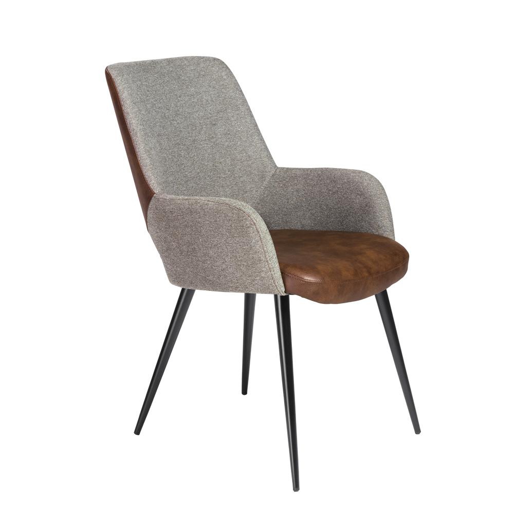 Euro Style - Desi Leatherette and Fabric Armchair, Heather Gray/Dark Brown/Black - 30494LTBRN veiw 2