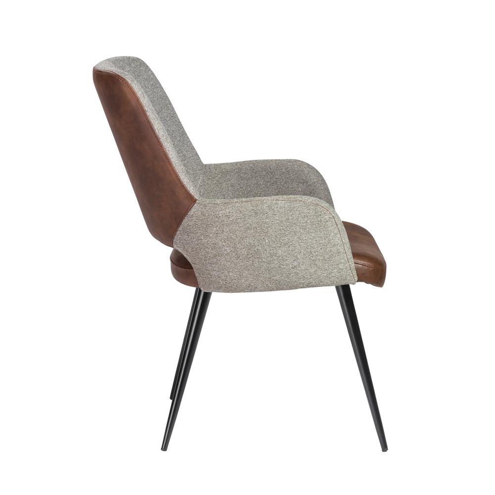 Euro Style - Desi Leatherette and Fabric Armchair, Heather Gray/Dark Brown/Black - 30494LTBRN veiw 3