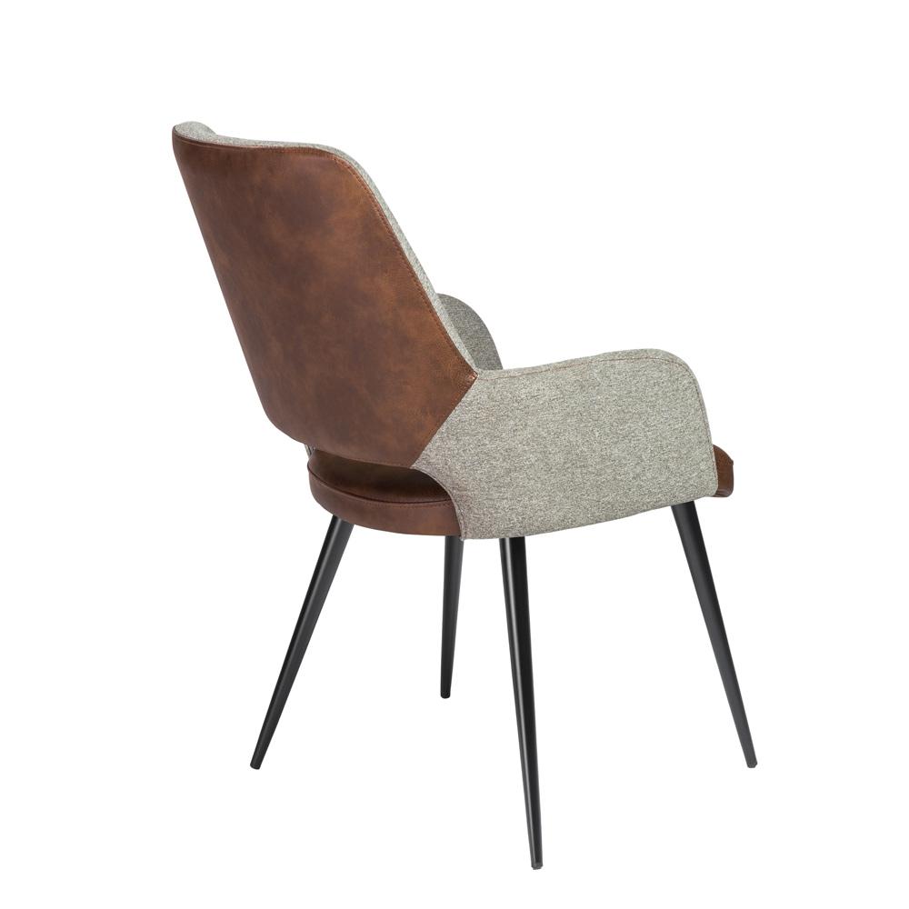 Euro Style - Desi Leatherette and Fabric Armchair, Heather Gray/Dark Brown/Black - 30494LTBRN veiw 4