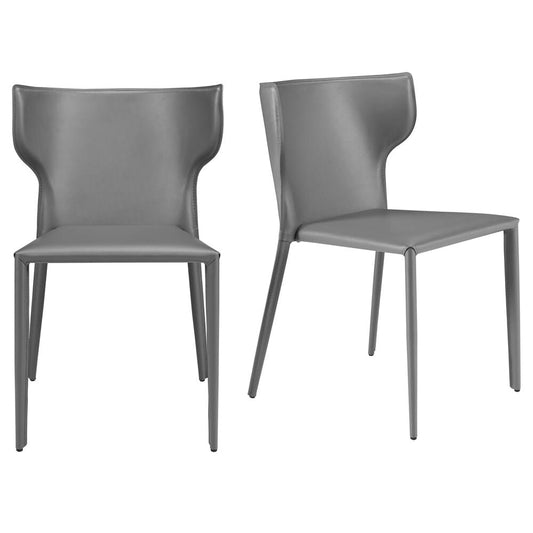 Euro Style - Divinia Regenerated Leather Stacking Chairs, Gray - Set of 2 - 38976GRY veiw 1