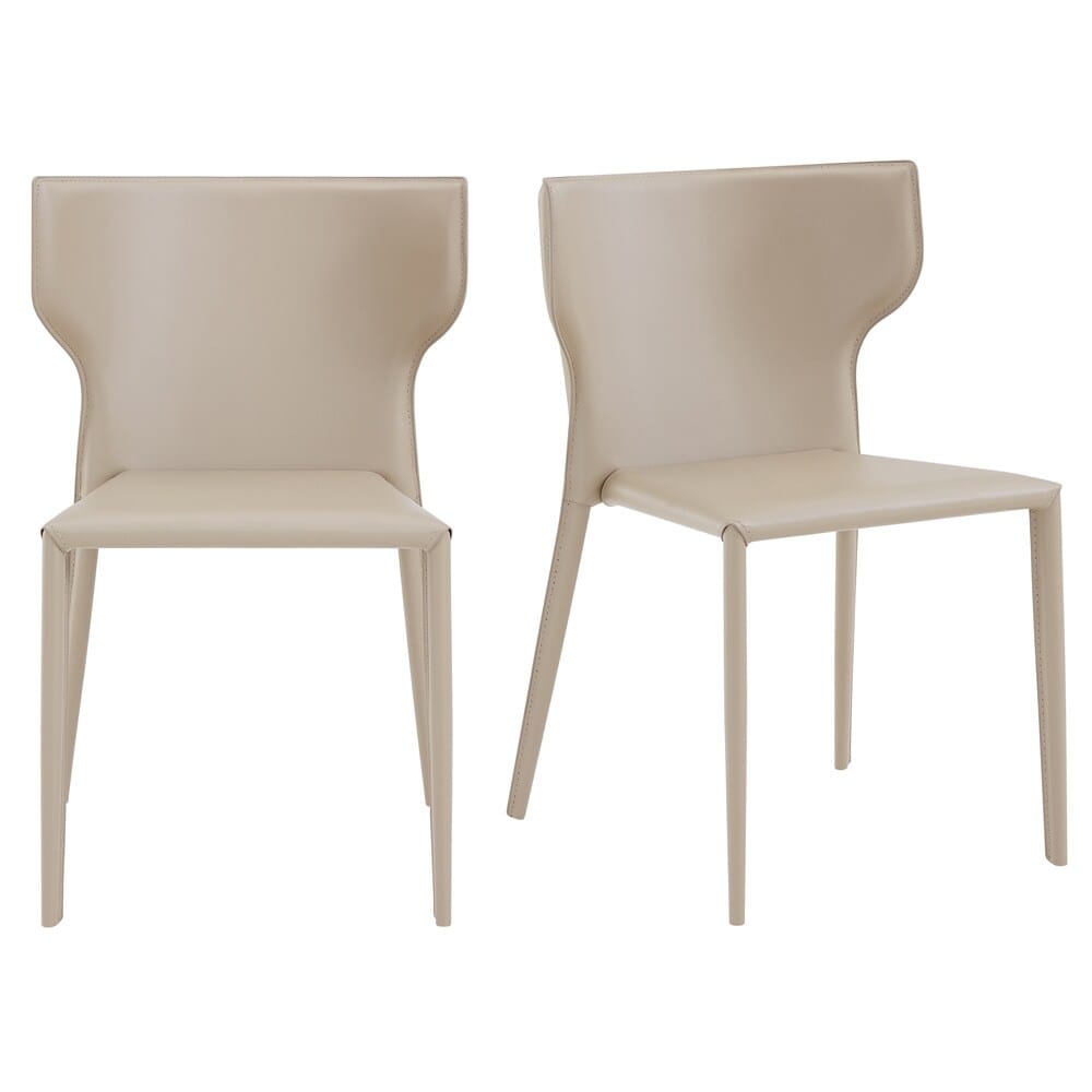 Euro Style - Divinia Regenerated Leather Stacking Chairs, Taupe - Set of 2 - 38976LTGRY veiw 1
