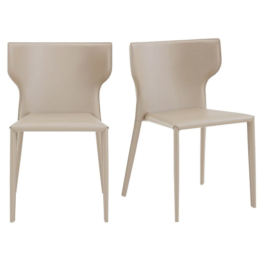 Euro Style - Divinia Regenerated Leather Stacking Chairs, Taupe - Set of 2 - 38976LTGRY veiw 1