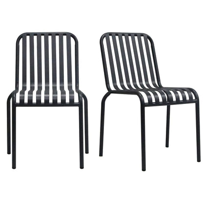 Euro Style - Enid Stackable Outdoor Side Chairs, Black - Set of 2 - 90730-BLK veiw 1