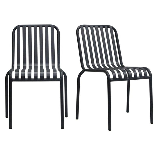 Euro Style - Enid Stackable Outdoor Side Chairs, Black - Set of 2 - 90730-BLK veiw 1