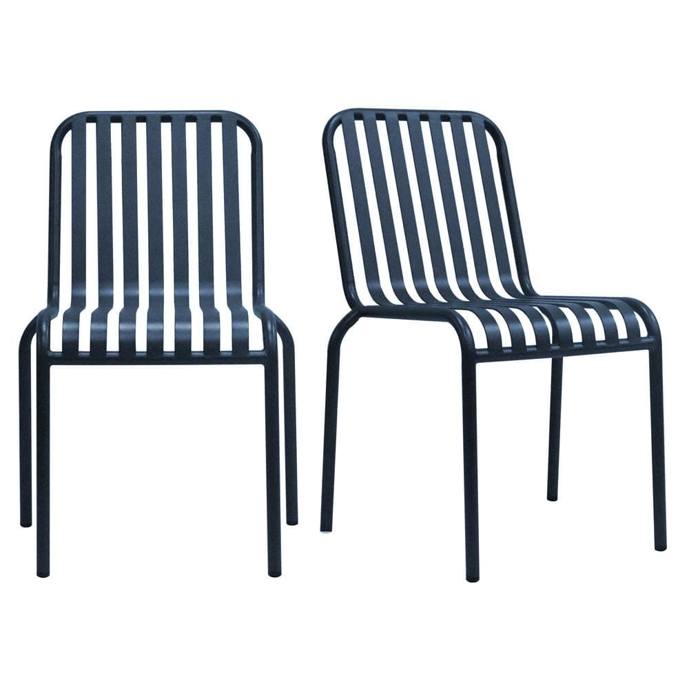 Euro Style - Enid Stackable Outdoor Side Chairs, Dark Blue - Set of 2 - 90730-DKBLU veiw 1