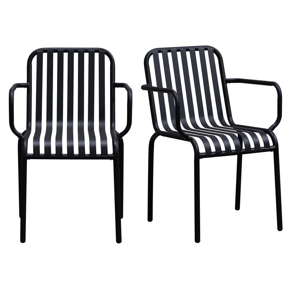 Euro Style - Enid Stackable Outdoor Armchairs, Black - Set of 2 - 90740-BLK veiw 1