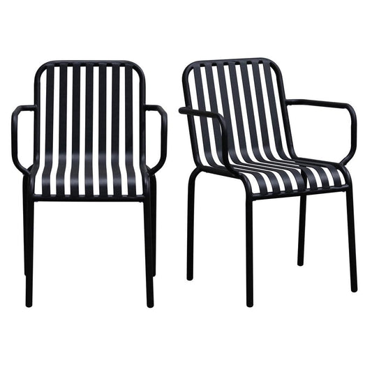 Euro Style - Enid Stackable Outdoor Armchairs, Black - Set of 2 - 90740-BLK veiw 1