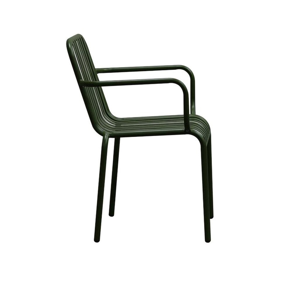 Euro Style - Enid Stackable Outdoor Armchairs, Dark Green - Set of 2 - 90740-DKGRN veiw 4
