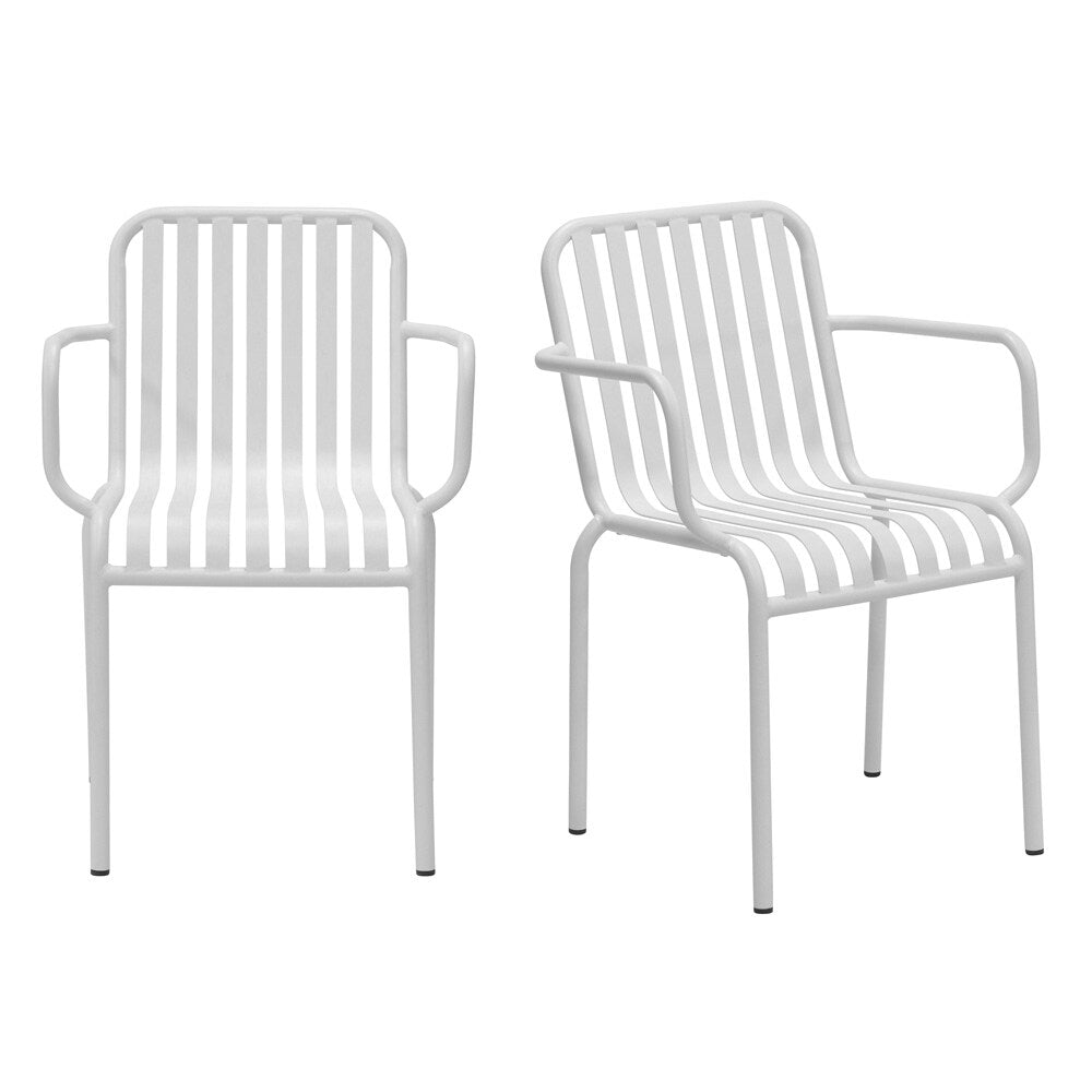 Euro Style - Enid Stackable Outdoor Armchairs, White - Set of 2 - 90740-WHT veiw 1