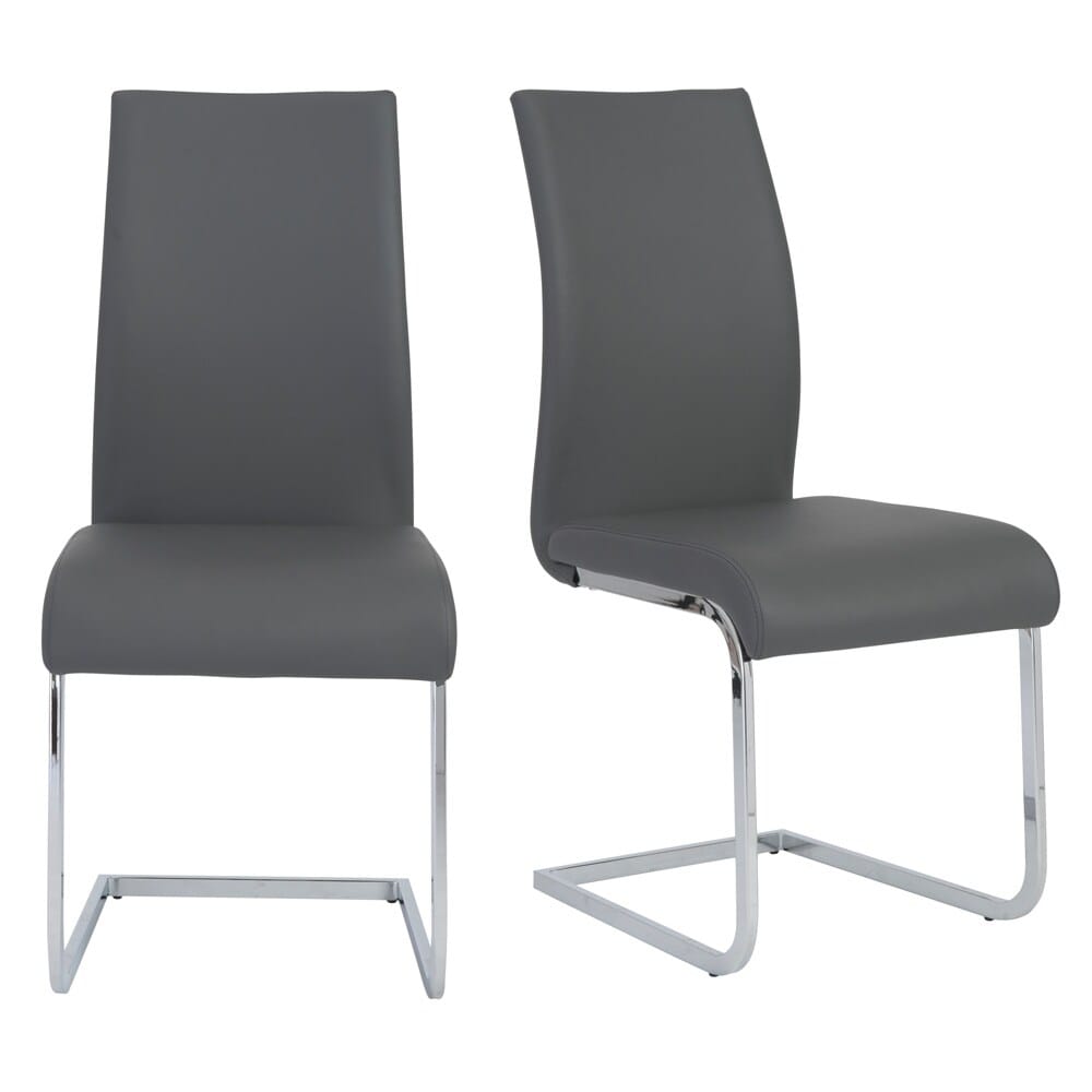 Euro Style - Epifania Dining Chairs, Gray/Chrome - Set of 2 - 05093GRY-MP2 veiw 1
