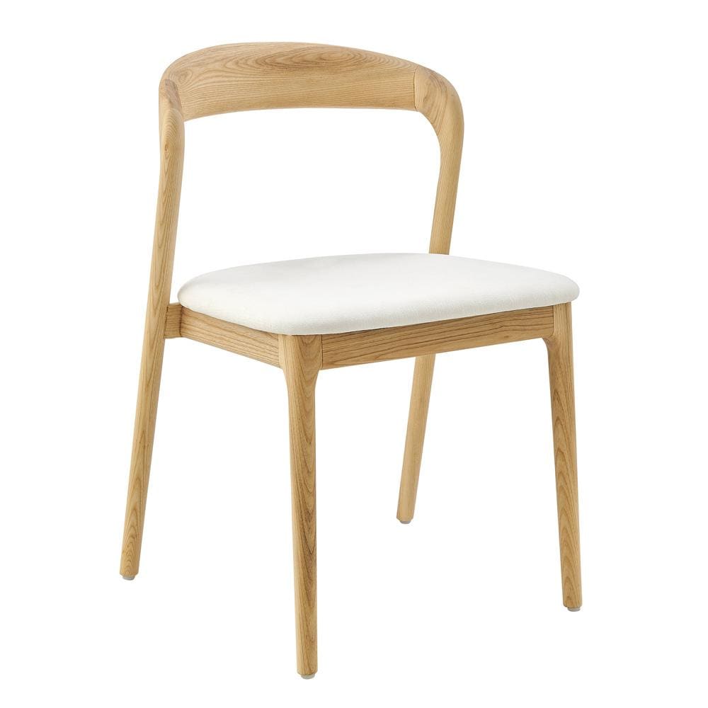 Euro Style - Estelle Fabric Side Chair, White/Natural Ash - 91020-WHT veiw 2