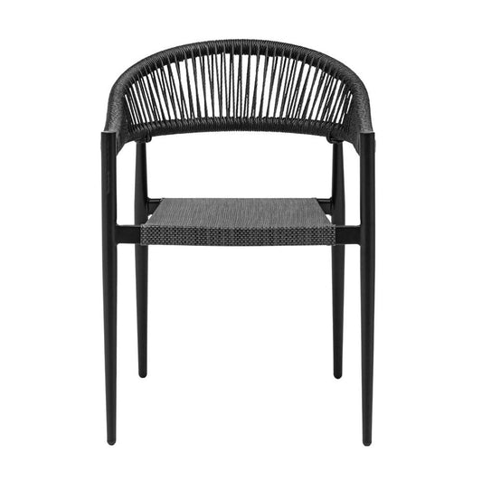 Euro Style - Iselin Mesh and Rope Stackable Outdoor Armchairs, Black - Set of 2 - 90614-BLK veiw 2