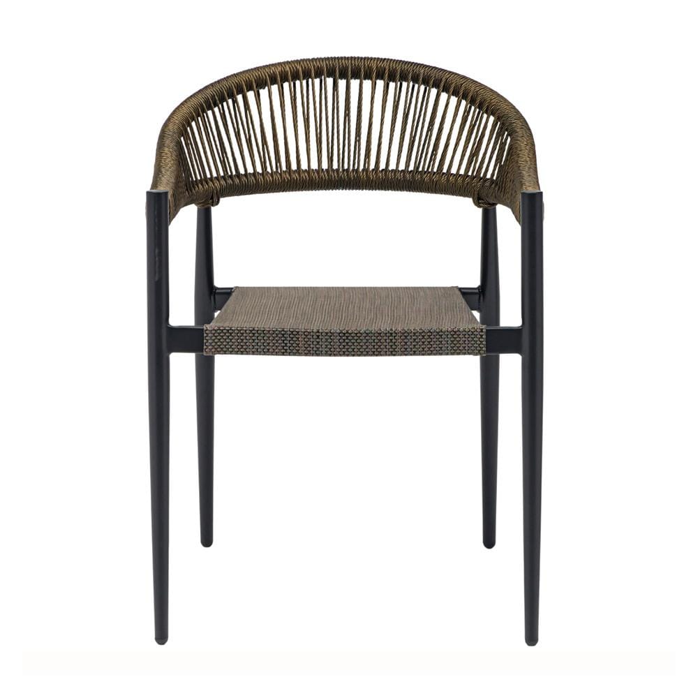Euro Style - Iselin Mesh and Rope Stackable Outdoor Armchairs, Brown Bronze/Black - Set of 2 - 90614-BRN veiw 2