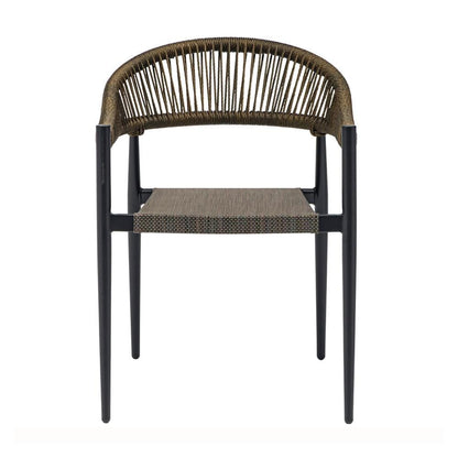 Euro Style - Iselin Mesh and Rope Stackable Outdoor Armchairs, Brown Bronze/Black - Set of 2 - 90614-BRN veiw 2