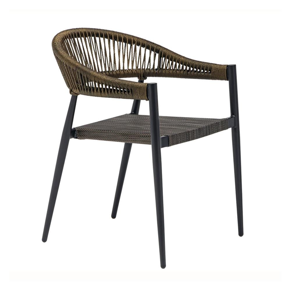 Euro Style - Iselin Mesh and Rope Stackable Outdoor Armchairs, Brown Bronze/Black - Set of 2 - 90614-BRN veiw 3