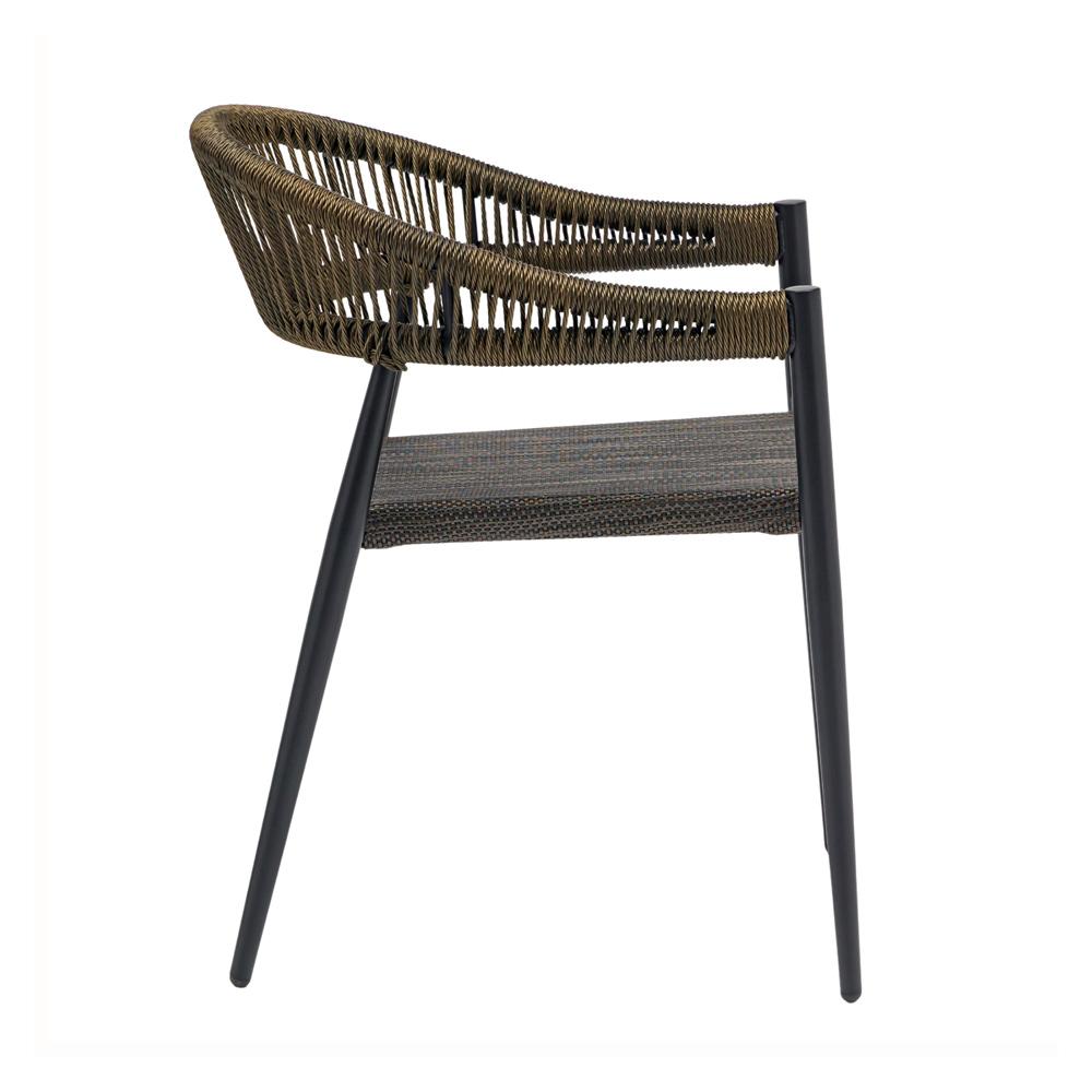 Euro Style - Iselin Mesh and Rope Stackable Outdoor Armchairs, Brown Bronze/Black - Set of 2 - 90614-BRN veiw 4