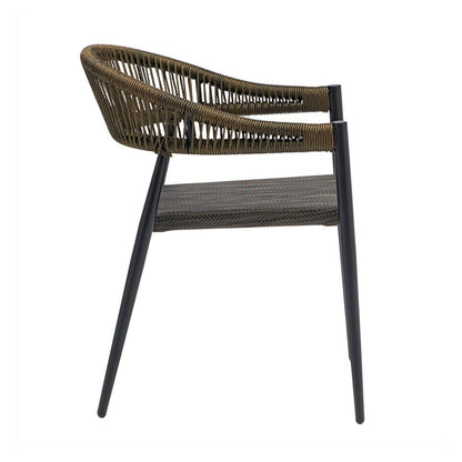 Euro Style - Iselin Mesh and Rope Stackable Outdoor Armchairs, Brown Bronze/Black - Set of 2 - 90614-BRN veiw 4
