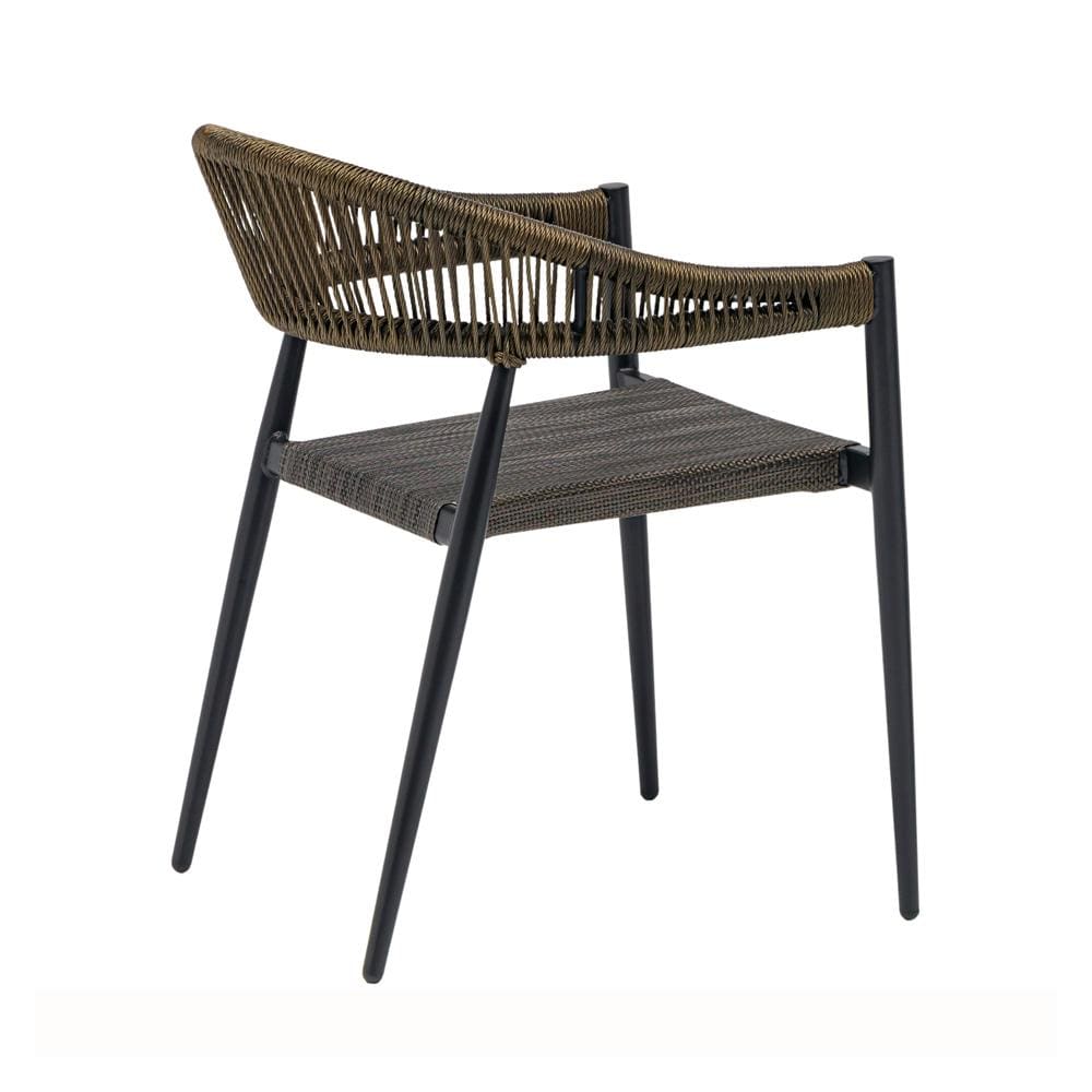 Euro Style - Iselin Mesh and Rope Stackable Outdoor Armchairs, Brown Bronze/Black - Set of 2 - 90614-BRN veiw 5