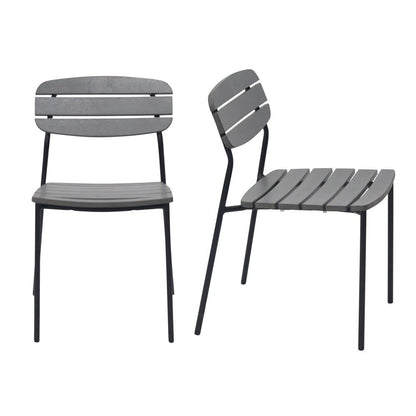 Euro Style - Kalmar Stackable Armless Outdoor Side Chairs, Dark Gray/Black - Set of 2 - 90790-DKGRY veiw 1