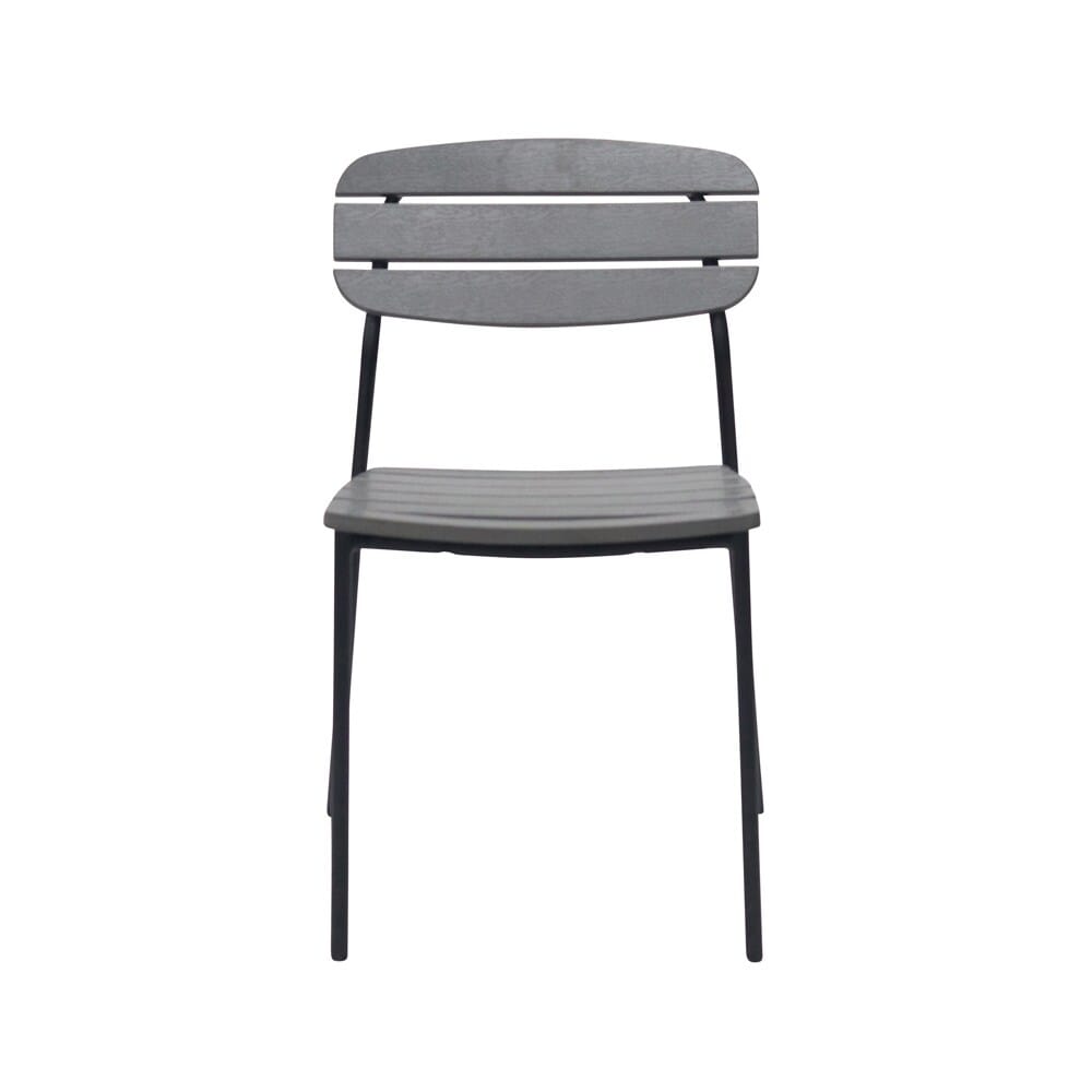 Euro Style - Kalmar Stackable Armless Outdoor Side Chairs, Dark Gray/Black - Set of 2 - 90790-DKGRY veiw 2