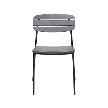 Euro Style - Kalmar Stackable Armless Outdoor Side Chairs, Dark Gray/Black - Set of 2 - 90790-DKGRY veiw 2