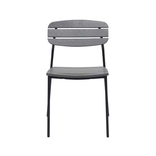 Euro Style - Kalmar Stackable Armless Outdoor Side Chairs, Dark Gray/Black - Set of 2 - 90790-DKGRY veiw 2