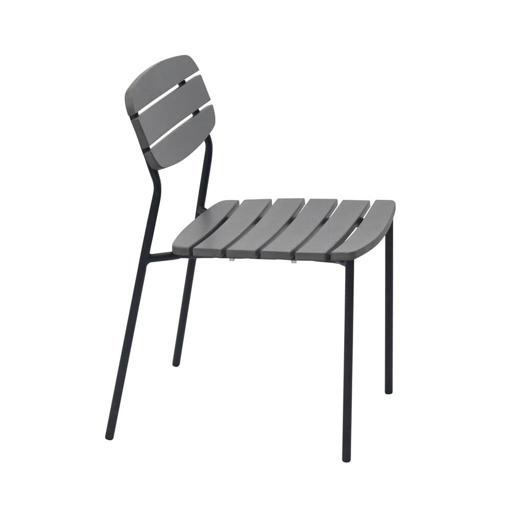 Euro Style - Kalmar Stackable Armless Outdoor Side Chairs, Dark Gray/Black - Set of 2 - 90790-DKGRY veiw 3
