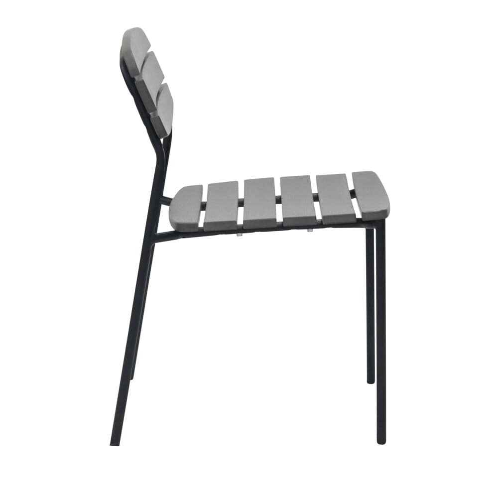 Euro Style - Kalmar Stackable Armless Outdoor Side Chairs, Dark Gray/Black - Set of 2 - 90790-DKGRY veiw 4