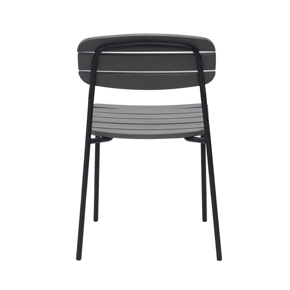 Euro Style - Kalmar Stackable Armless Outdoor Side Chairs, Dark Gray/Black - Set of 2 - 90790-DKGRY veiw 5