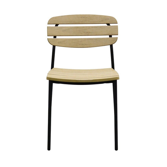 Euro Style - Kalmar Stackable Armless Outdoor Side Chairs, Natural/Black - Set of 2 - 90790-NAT veiw 2