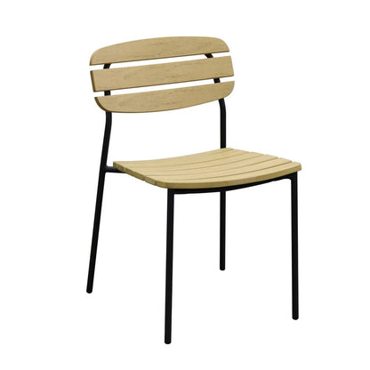 Euro Style - Kalmar Stackable Armless Outdoor Side Chairs, Natural/Black - Set of 2 - 90790-NAT veiw 3