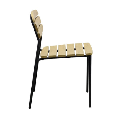 Euro Style - Kalmar Stackable Armless Outdoor Side Chairs, Natural/Black - Set of 2 - 90790-NAT veiw 4