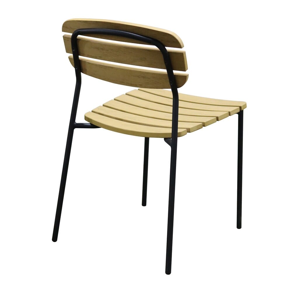 Euro Style - Kalmar Stackable Armless Outdoor Side Chairs, Natural/Black - Set of 2 - 90790-NAT veiw 5