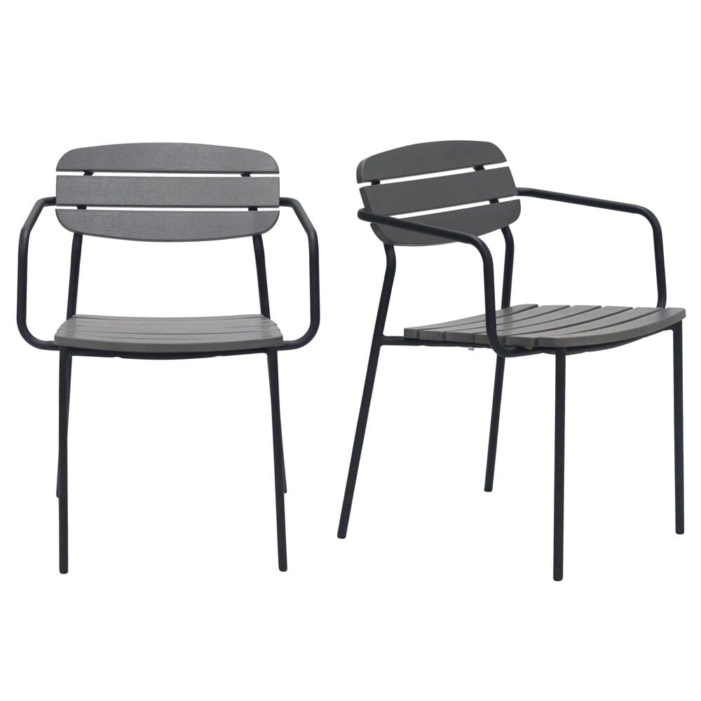 Euro Style - Kalmar Stackable Outdoor Armchairs, Dark Gray/Black - Set of 2 - 90792-DKGRY veiw 1