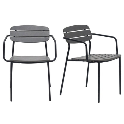 Euro Style - Kalmar Stackable Outdoor Armchairs, Dark Gray/Black - Set of 2 - 90792-DKGRY veiw 1