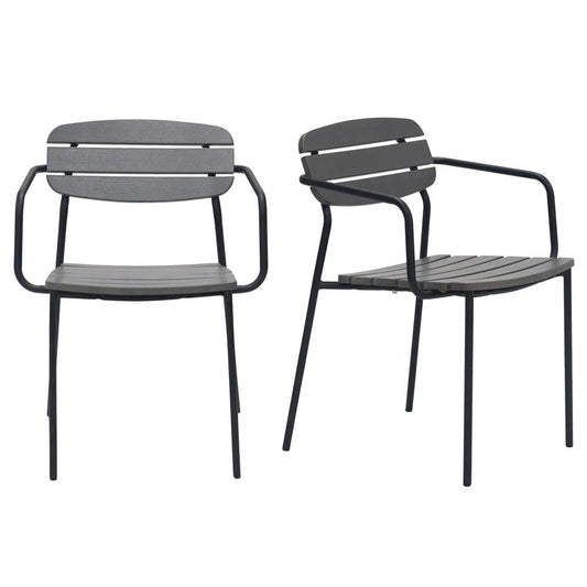 Euro Style - Kalmar Stackable Outdoor Armchairs, Dark Gray/Black - Set of 2 - 90792-DKGRY veiw 1