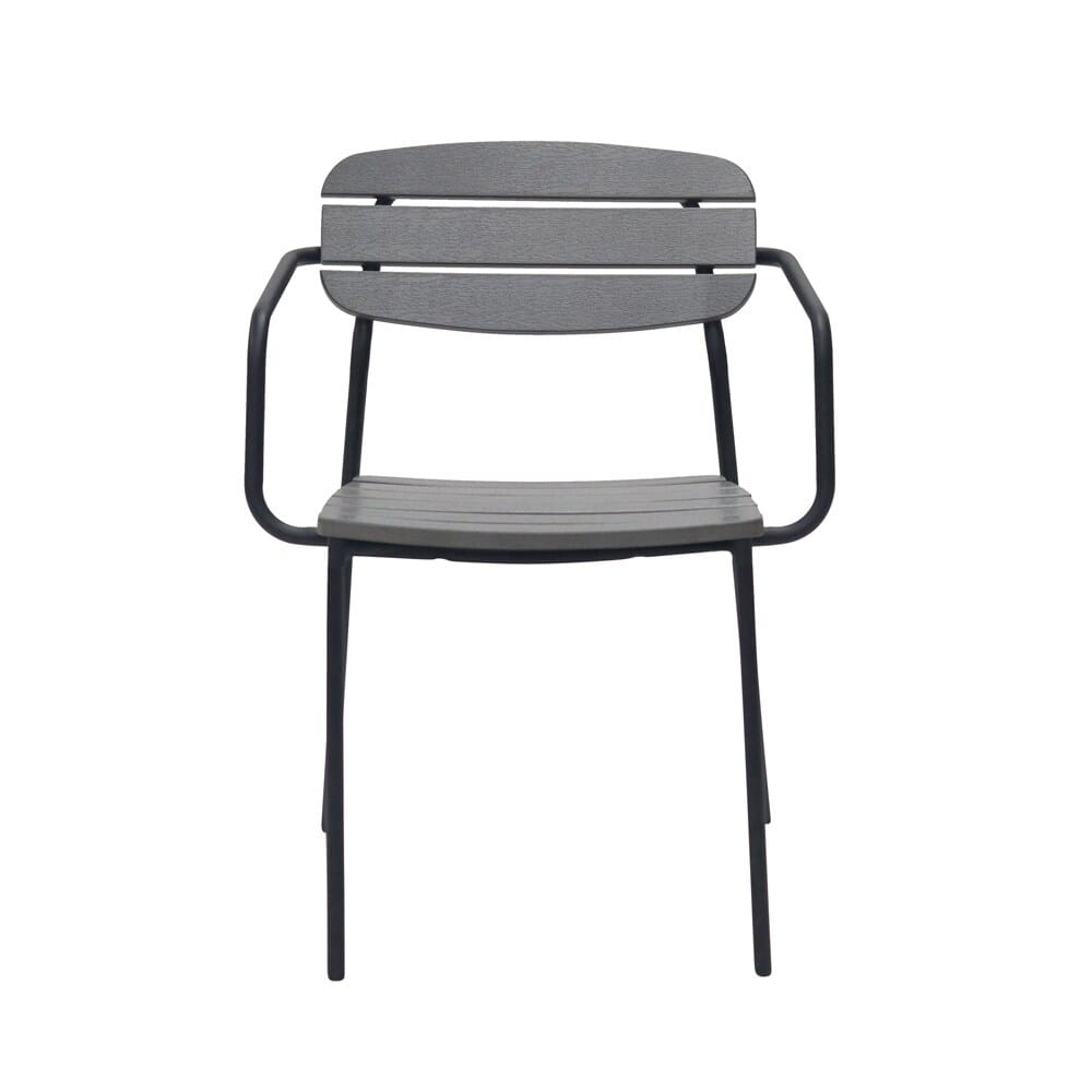 Euro Style - Kalmar Stackable Outdoor Armchairs, Dark Gray/Black - Set of 2 - 90792-DKGRY veiw 2
