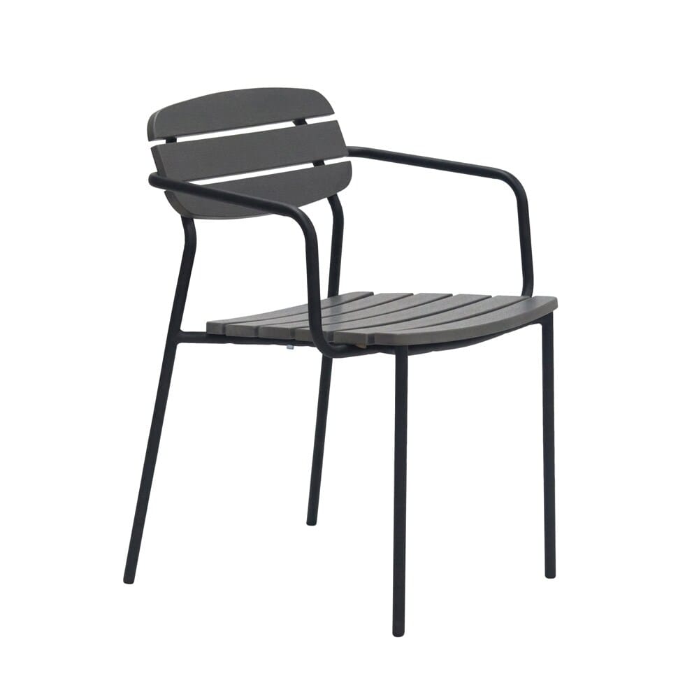 Euro Style - Kalmar Stackable Outdoor Armchairs, Dark Gray/Black - Set of 2 - 90792-DKGRY veiw 3