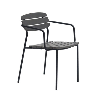Euro Style - Kalmar Stackable Outdoor Armchairs, Dark Gray/Black - Set of 2 - 90792-DKGRY veiw 3