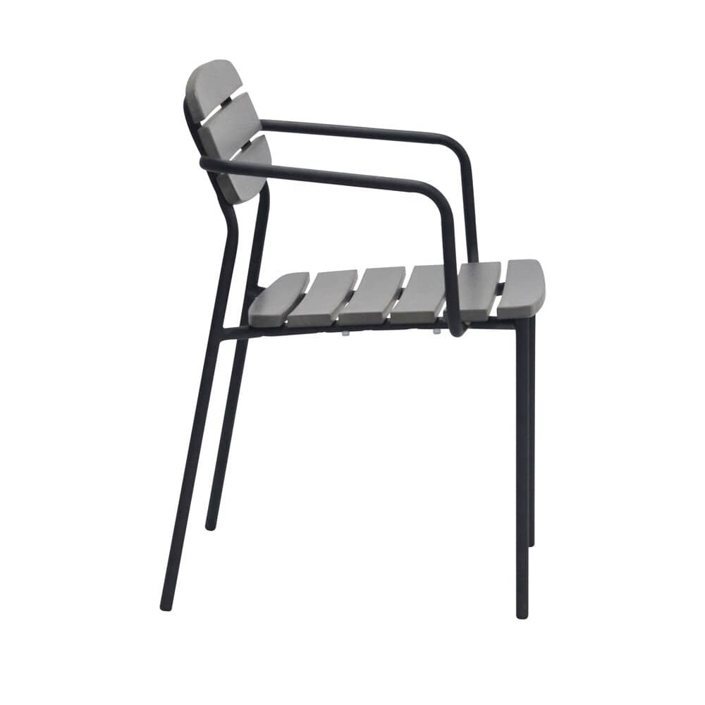 Euro Style - Kalmar Stackable Outdoor Armchairs, Dark Gray/Black - Set of 2 - 90792-DKGRY veiw 4