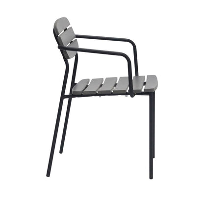 Euro Style - Kalmar Stackable Outdoor Armchairs, Dark Gray/Black - Set of 2 - 90792-DKGRY veiw 4