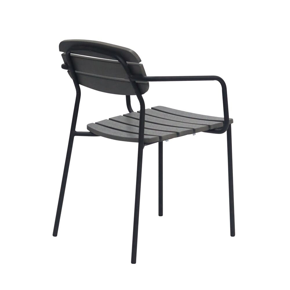 Euro Style - Kalmar Stackable Outdoor Armchairs, Dark Gray/Black - Set of 2 - 90792-DKGRY veiw 5