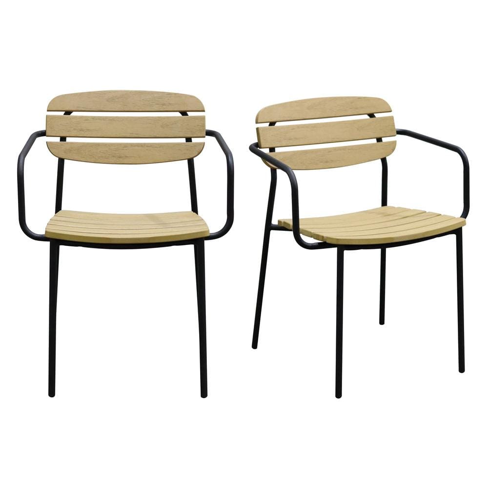 Euro Style - Kalmar Stackable Outdoor Armchairs, Natural/Black - Set of 2 - 90792-NAT veiw 1