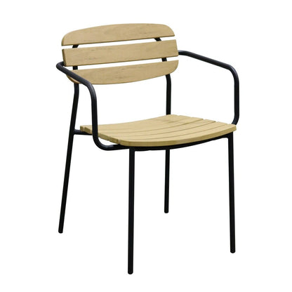 Euro Style - Kalmar Stackable Outdoor Armchairs, Natural/Black - Set of 2 - 90792-NAT veiw 3