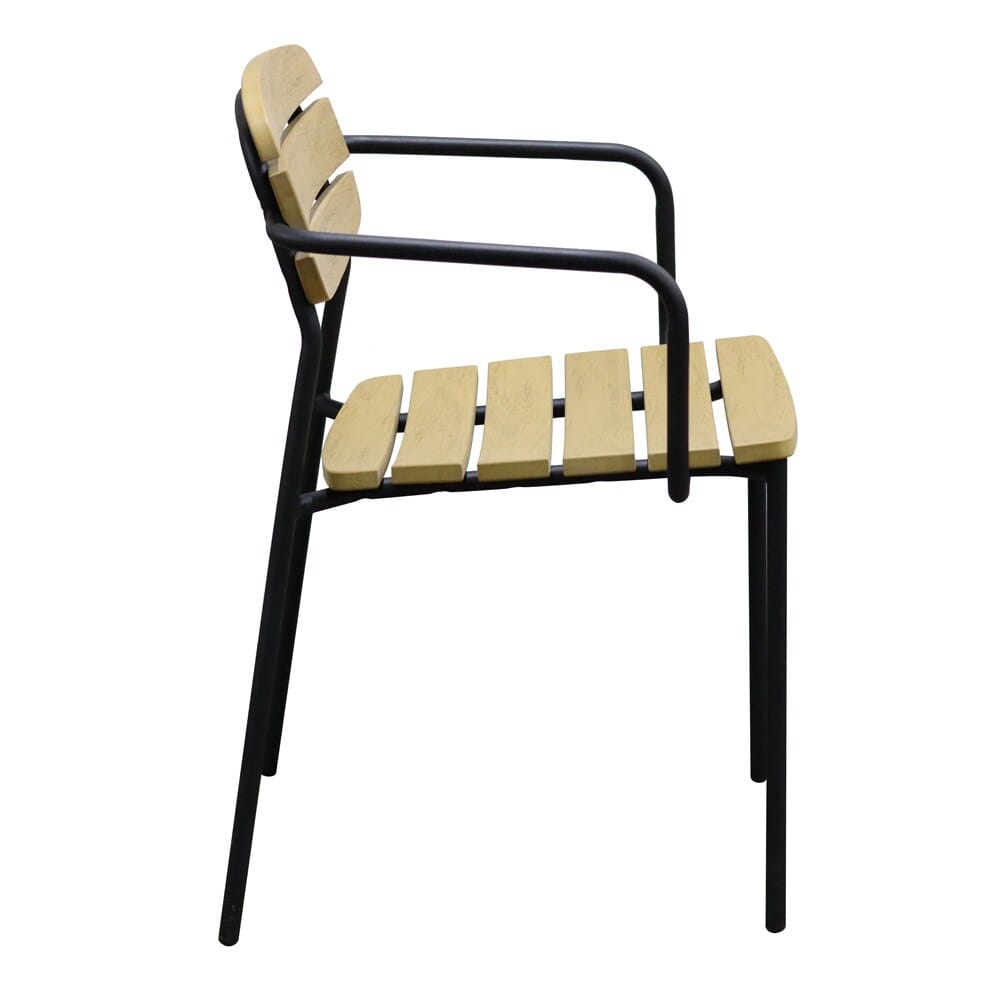 Euro Style - Kalmar Stackable Outdoor Armchairs, Natural/Black - Set of 2 - 90792-NAT veiw 4