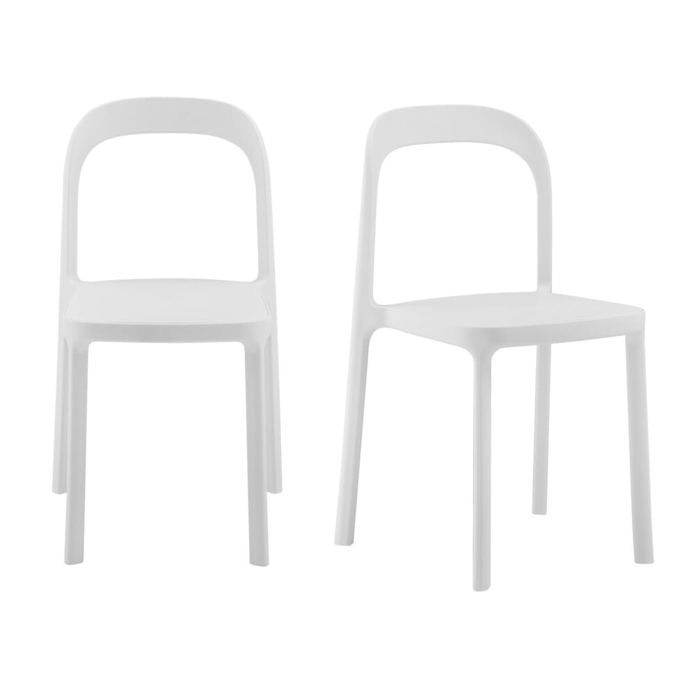 Euro Style - Lance Stackable Outdoor Side Chairs, White - Set of 2 - 80072-WHT veiw 1