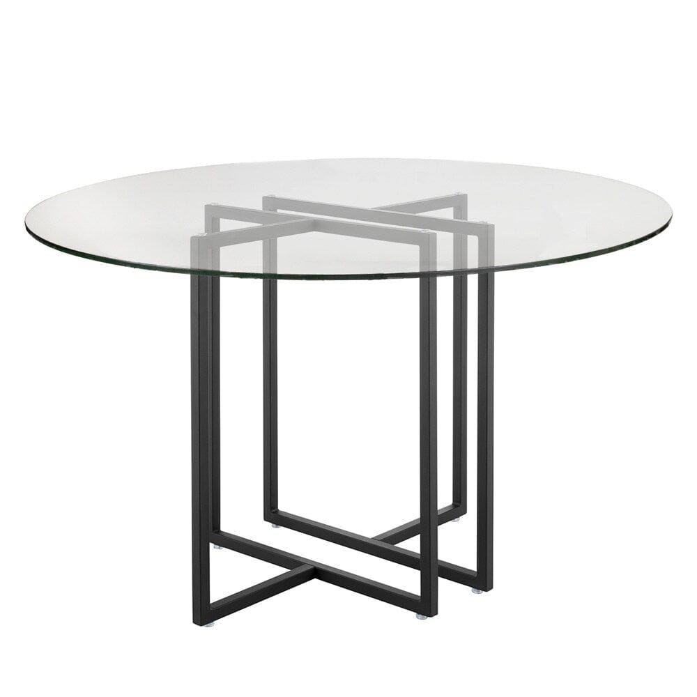 Euro Style - Legend 48inW Round Dining Table, Glass/Matte Black - 70048BLK-KIT veiw 1